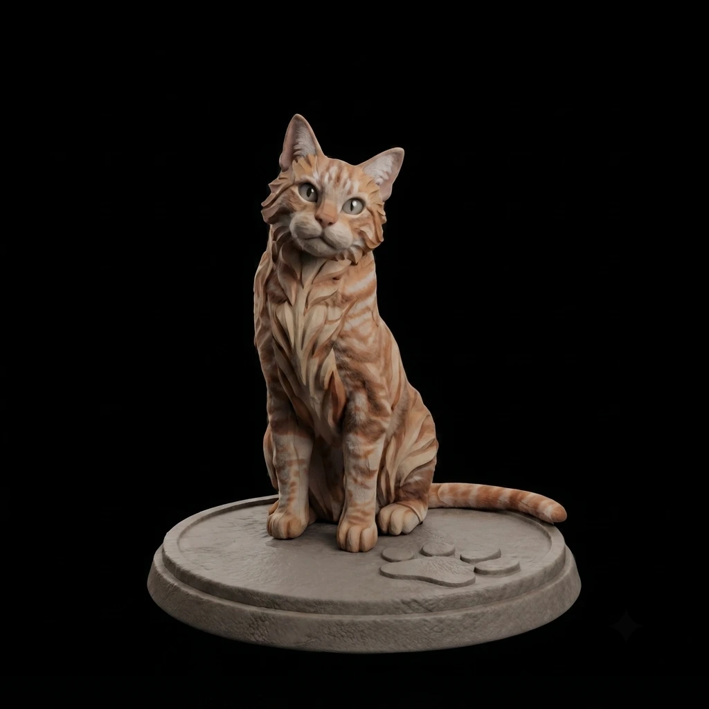 Domestic cat stylized 3D model